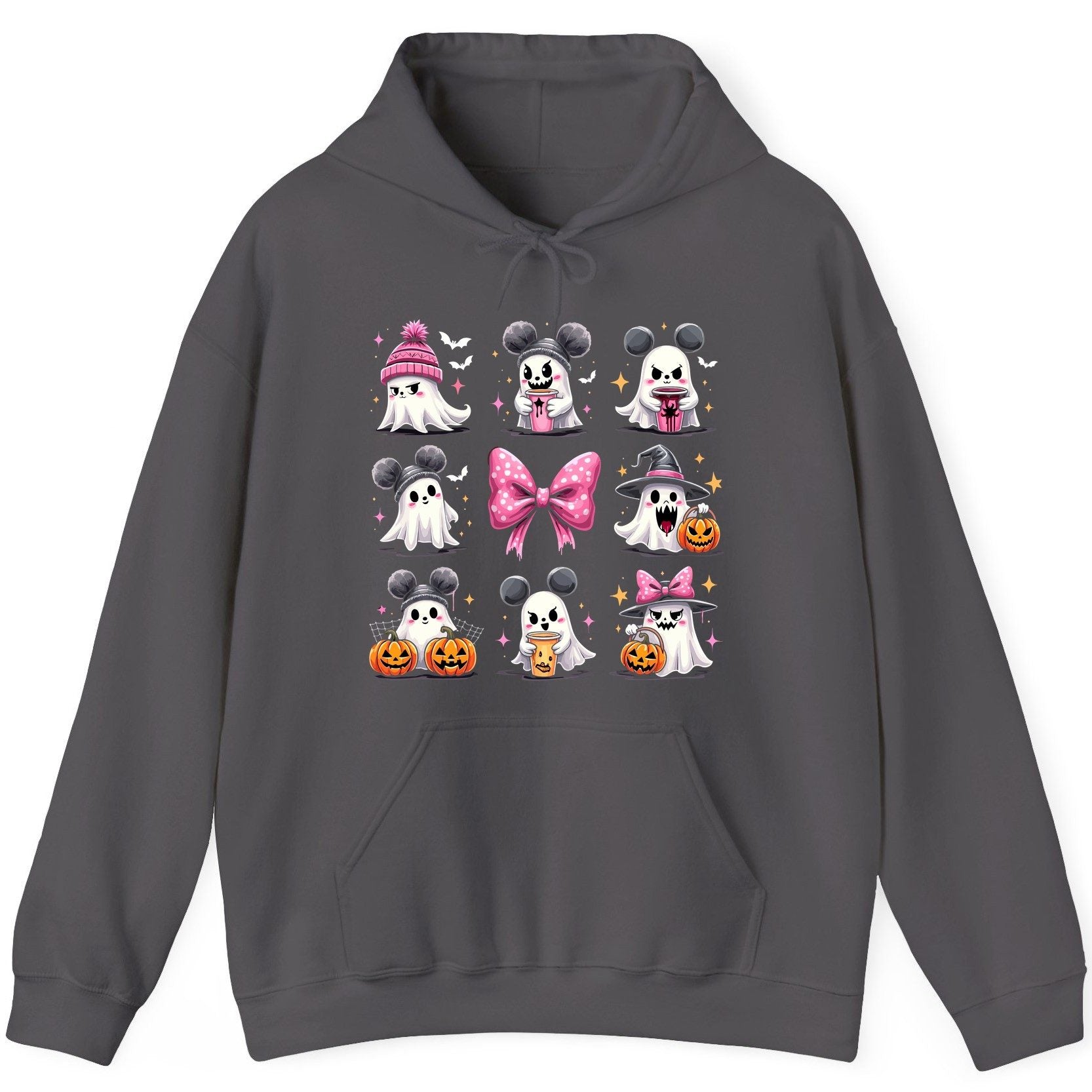 Cute Pink Halloween Ghosts Halloween ghosts Hoodie Charcoal product mockup