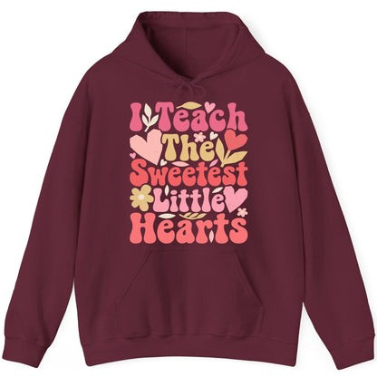 I Teach the Sweetest Little Hearts teaching Hoodie Maroon product mockup