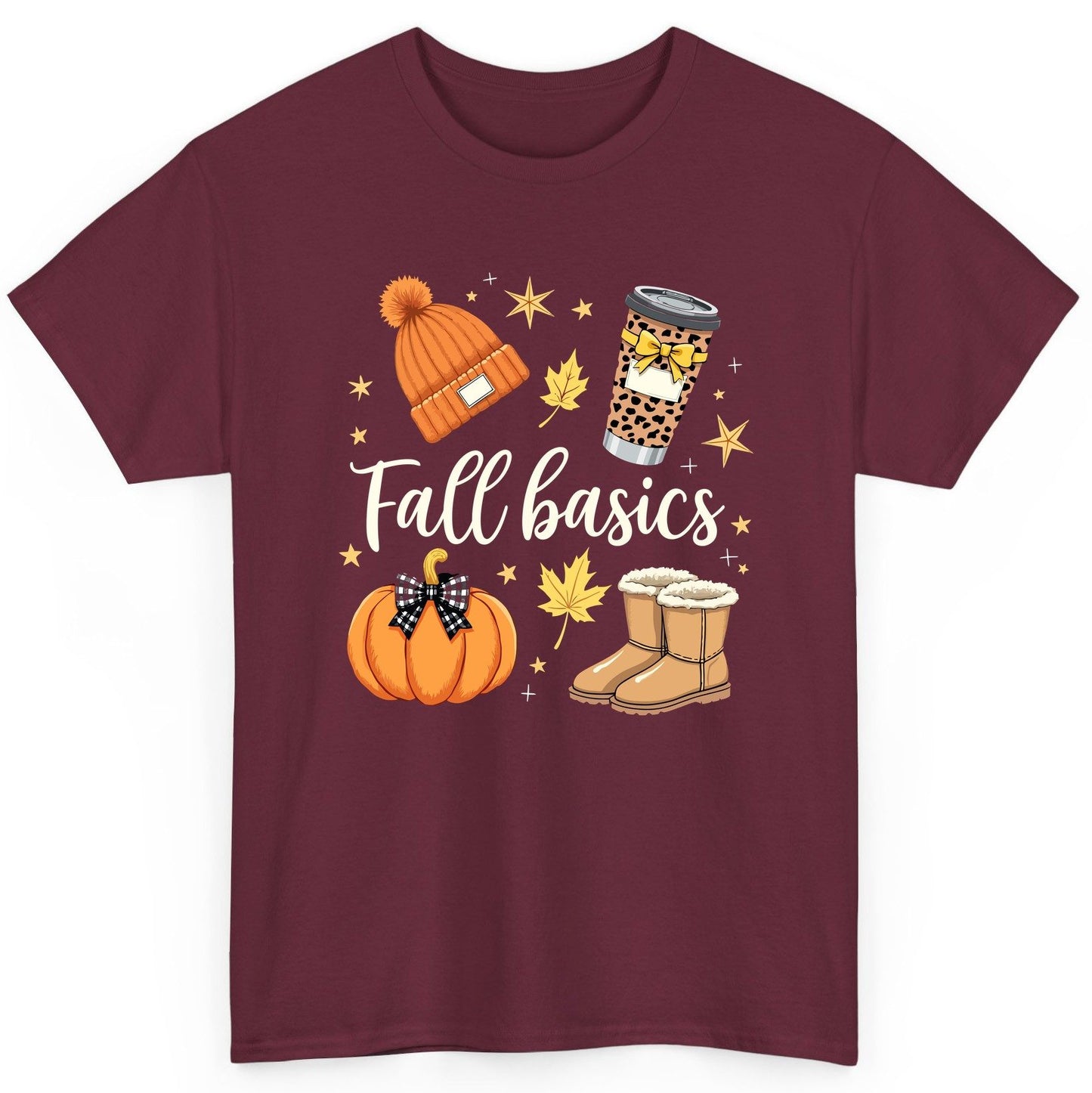 Fall Basics autumn essentials T-Shirt Maroon product mockup