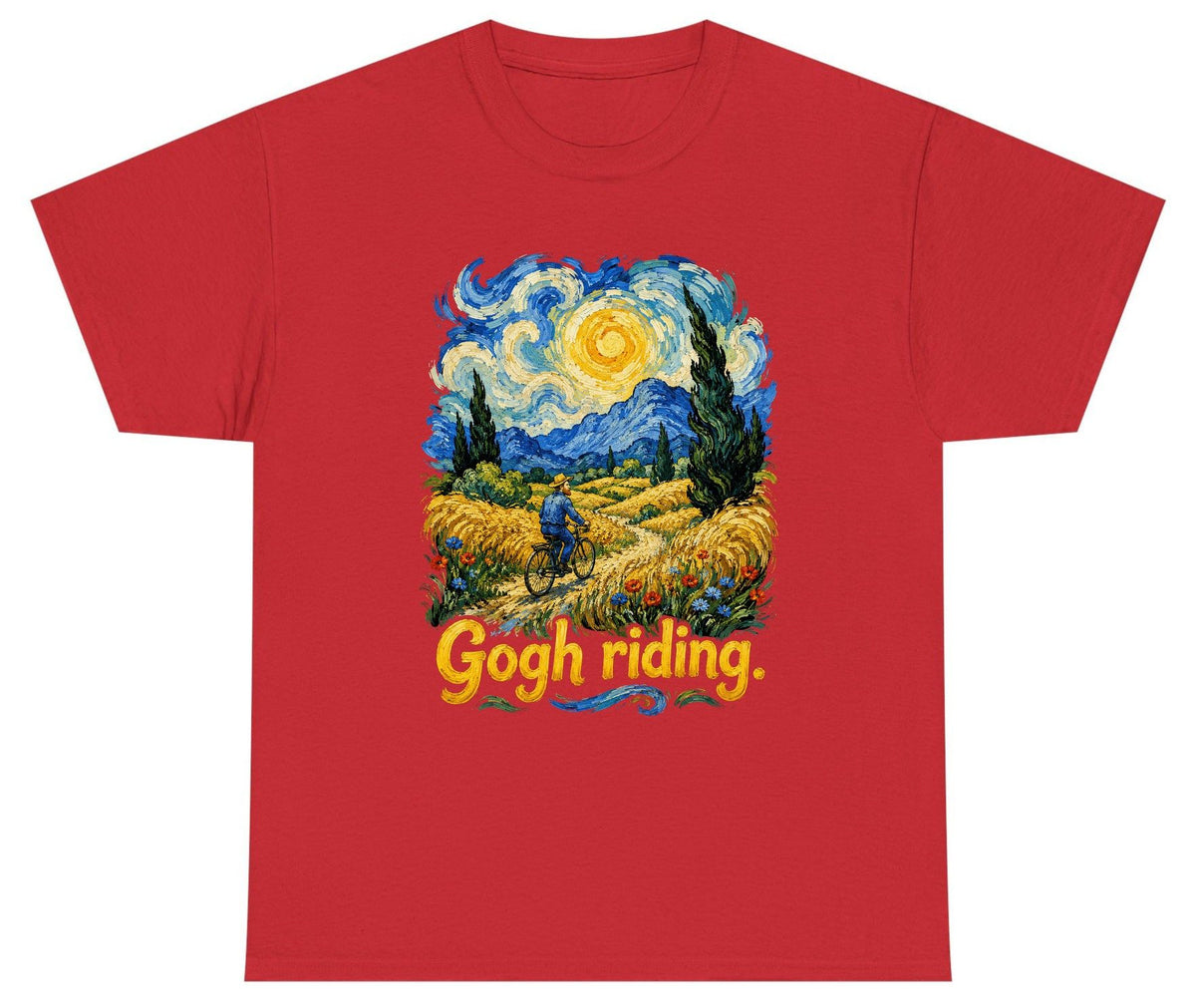 Gogh Riding van gogh art parody Youth T-Shirt Red product mockup