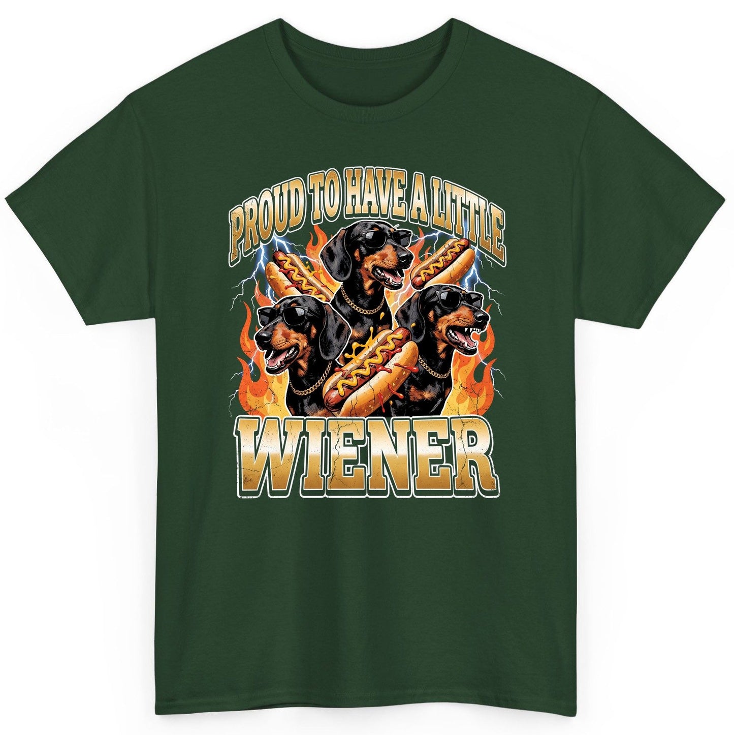 Proud to Have a Little Wiener dachshund T-Shirt Forest Green product mockup