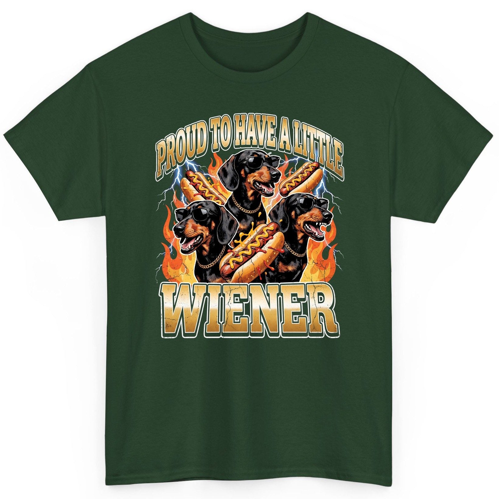 Proud to Have a Little Wiener dachshund T-Shirt Forest Green product mockup