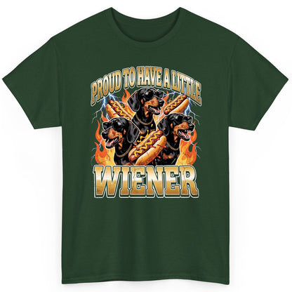 Proud to Have a Little Wiener dachshund T-Shirt Forest Green product mockup