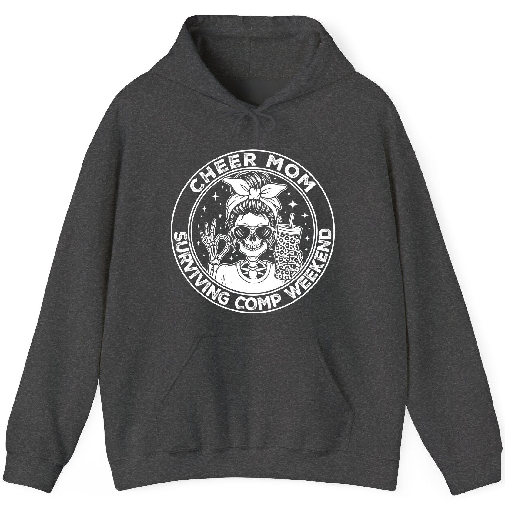 Cheer Mom Surviving Comp Weekend cheer mom Hoodie Dark Heather product mockup