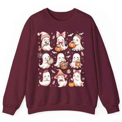 Cute Pink Halloween Ghosts cute Halloween ghosts Sweatshirt Maroon product mockup