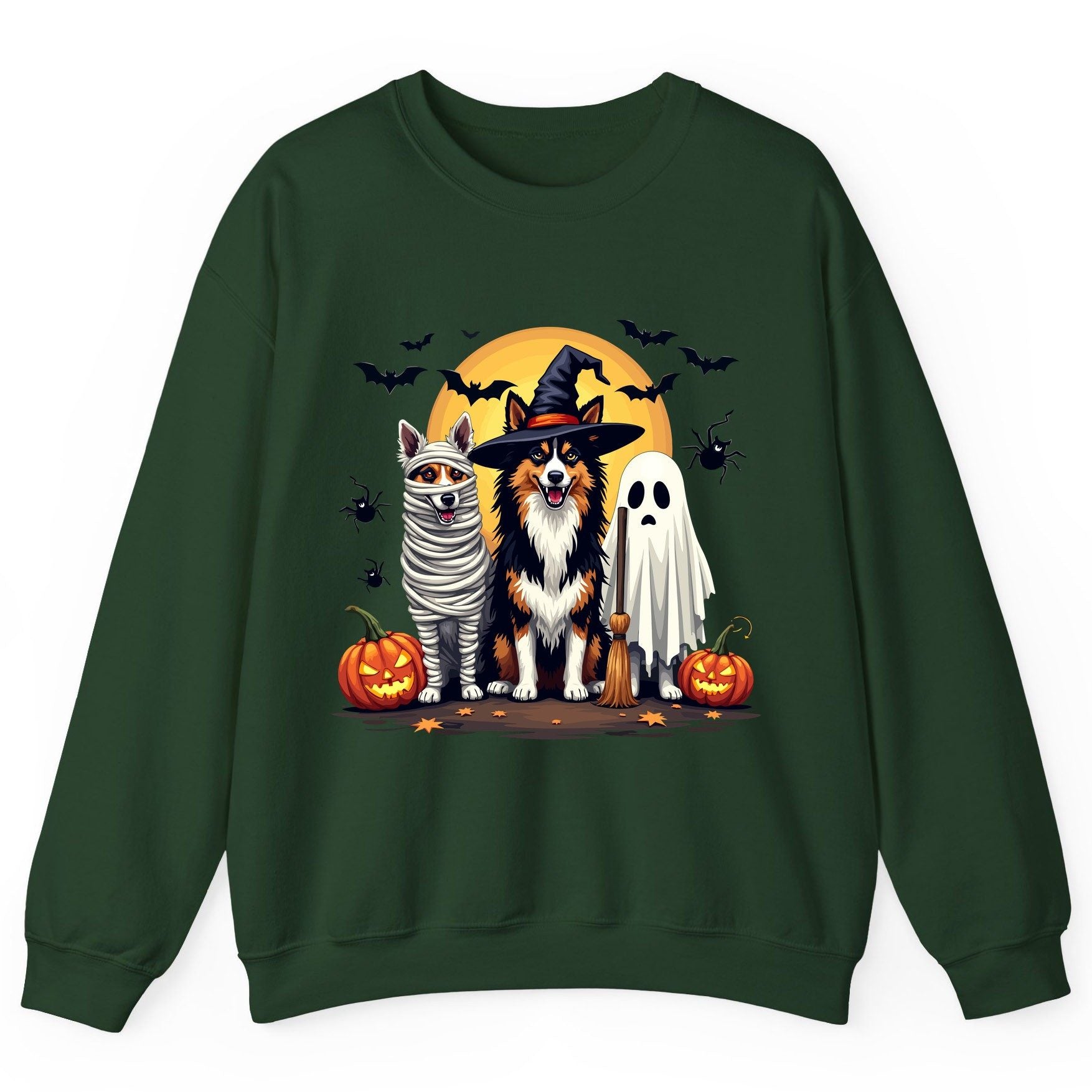 Halloween Dogs in Costumes Halloween dogs Sweatshirt Forest Green product mockup