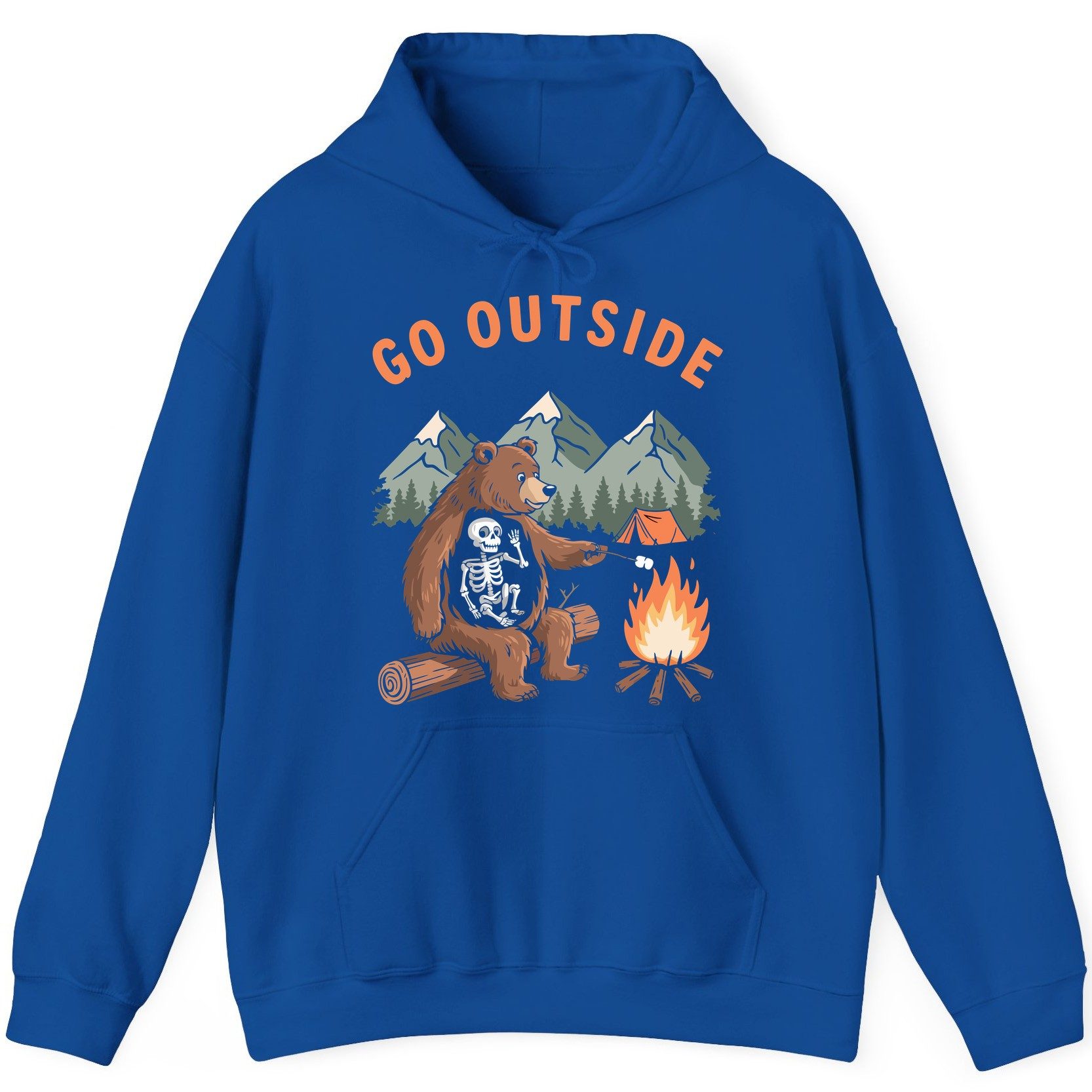 Go Outside funny bear Hoodie Royal product mockup