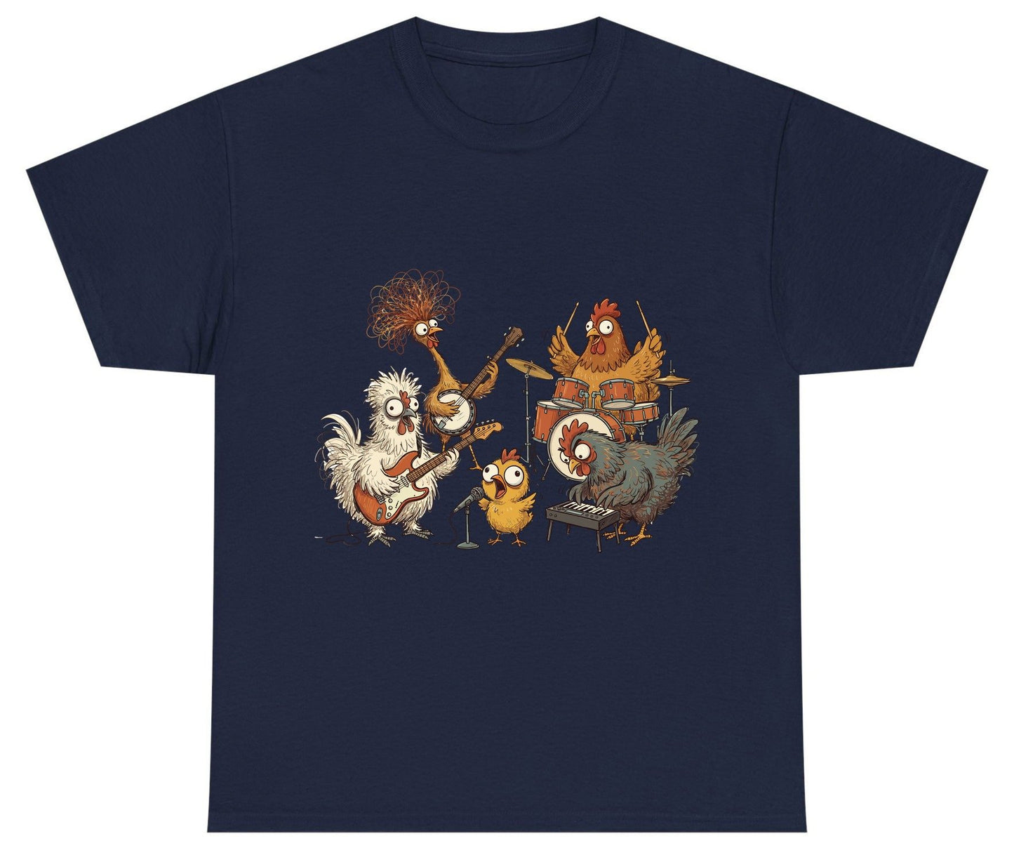 Chicken Rock Band chicken rock band Youth T-Shirt Navy product mockup