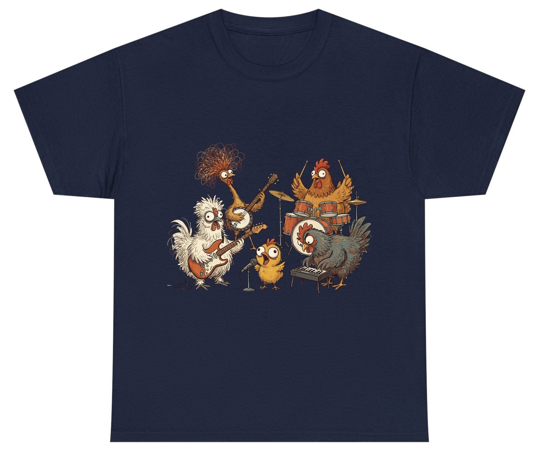 Chicken Rock Band chicken rock band Youth T-Shirt Navy product mockup