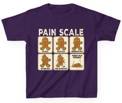 Pain Scale gingerbread man pain scale Youth T-Shirt Purple product mockup