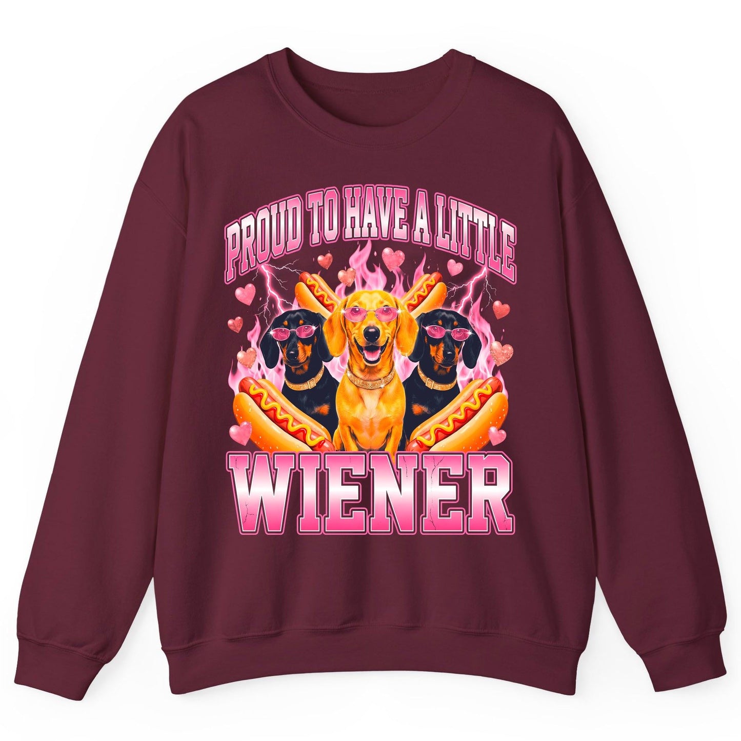 Proud to Have a Little Wiener dachshund Sweatshirt Maroon product mockup