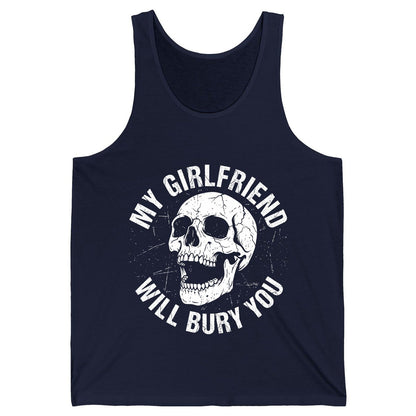 My Girlfriend Will Bury You skull Tank Top Navy product mockup