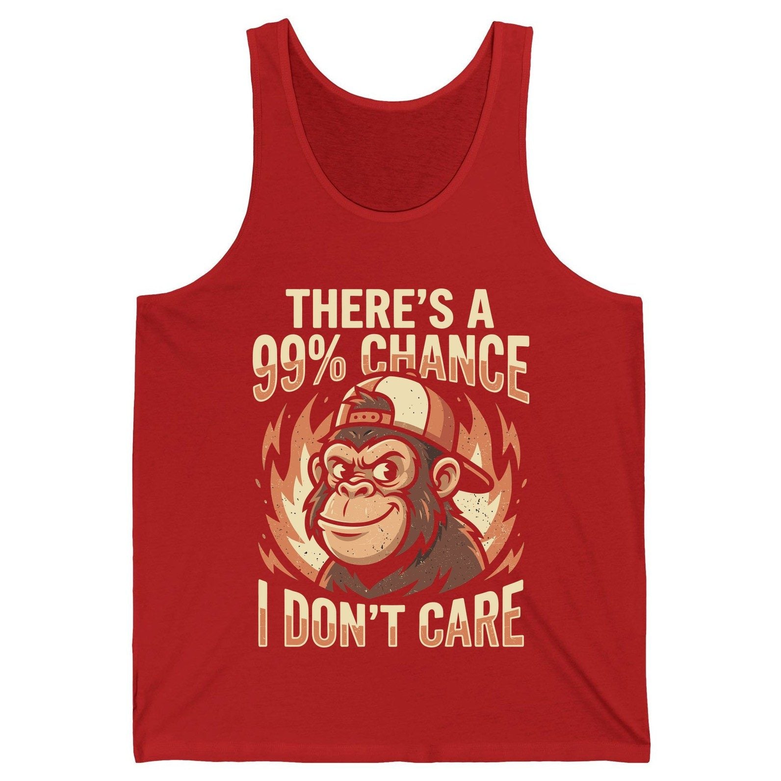 There's a 99% Chance I Don't Care monkey Tank Top Red product mockup
