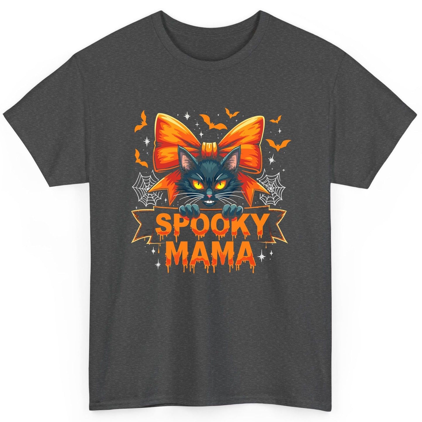 Spooky Mama black cat T-Shirt Dark Heather product mockup