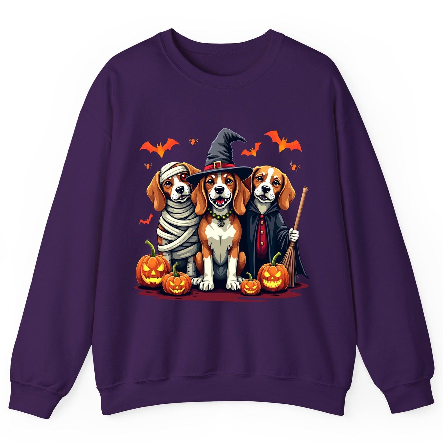 Halloween Beagles Costume beagles in Halloween costumes Sweatshirt Purple product mockup