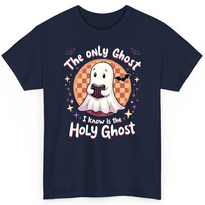 The Only Ghost I Know Is the Holy Ghost christian Halloween T-Shirt Navy product mockup