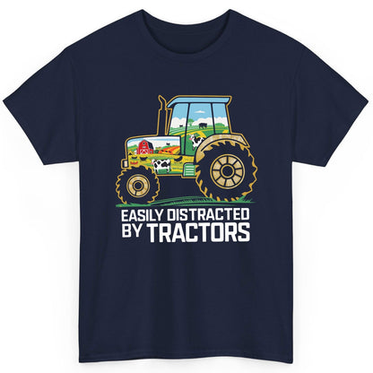 Easily Distracted by Tractors farming T-Shirt Navy product mockup