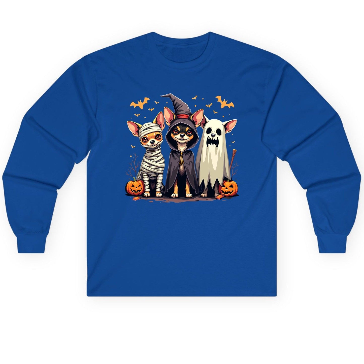 Chihuahua Halloween Costumes chihuahua dogs in Halloween costumes Long Sleeve Tee Royal product mockup
