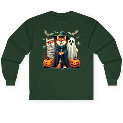 Shiba Inu Halloween Costumes shiba inu Long Sleeve Tee Forest Green product mockup