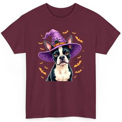 Halloween Boston Terrier Witch boston terrier T-Shirt Maroon product mockup