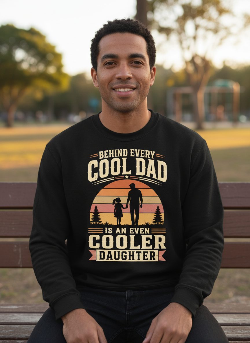 Behind Every Cool Dad Is an Even Cooler Daughter father and daughter Sweatshirt Black lifestyle mockup