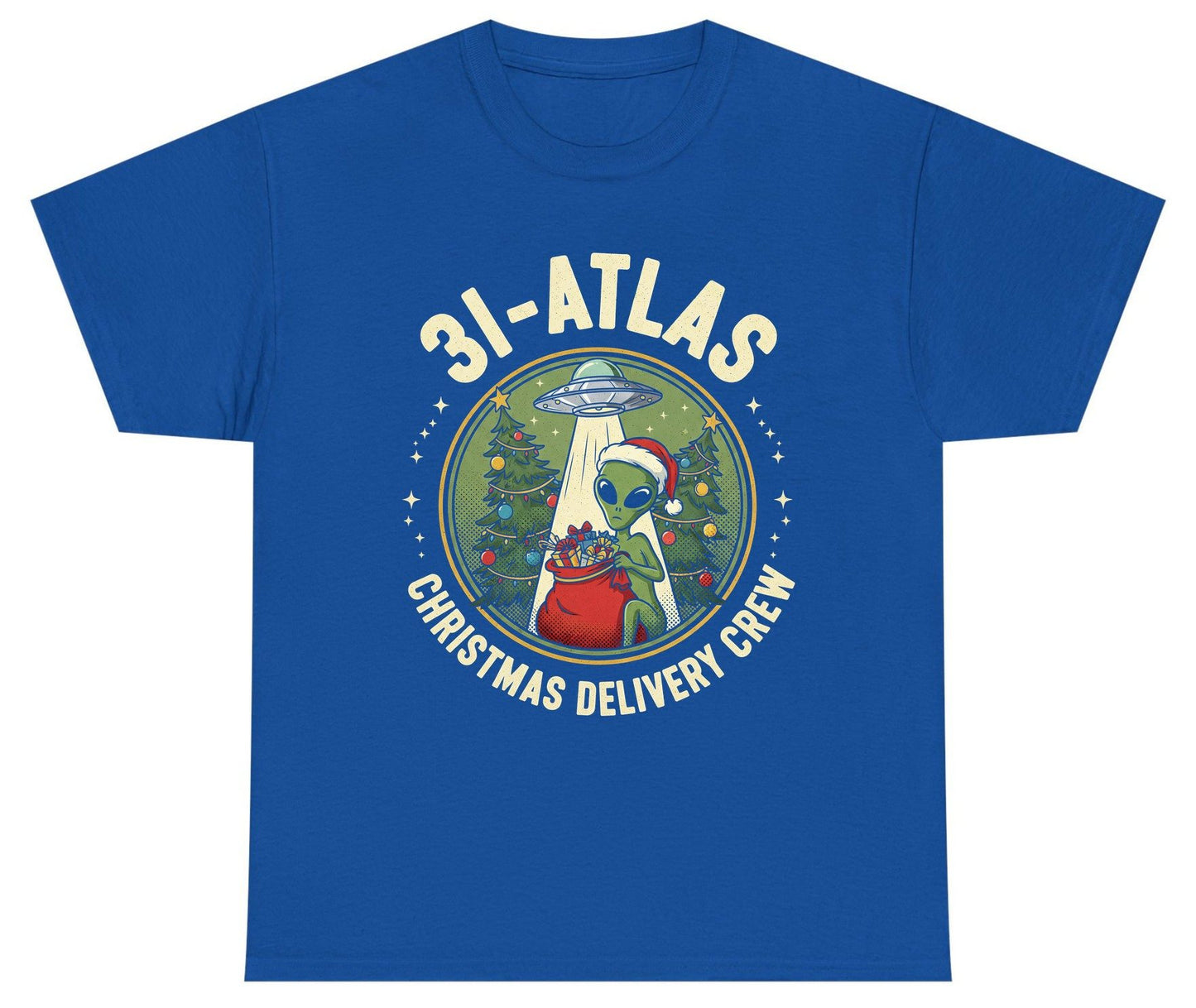 31-Atlas Christmas Delivery Crew alien Christmas Youth T-Shirt Royal product mockup