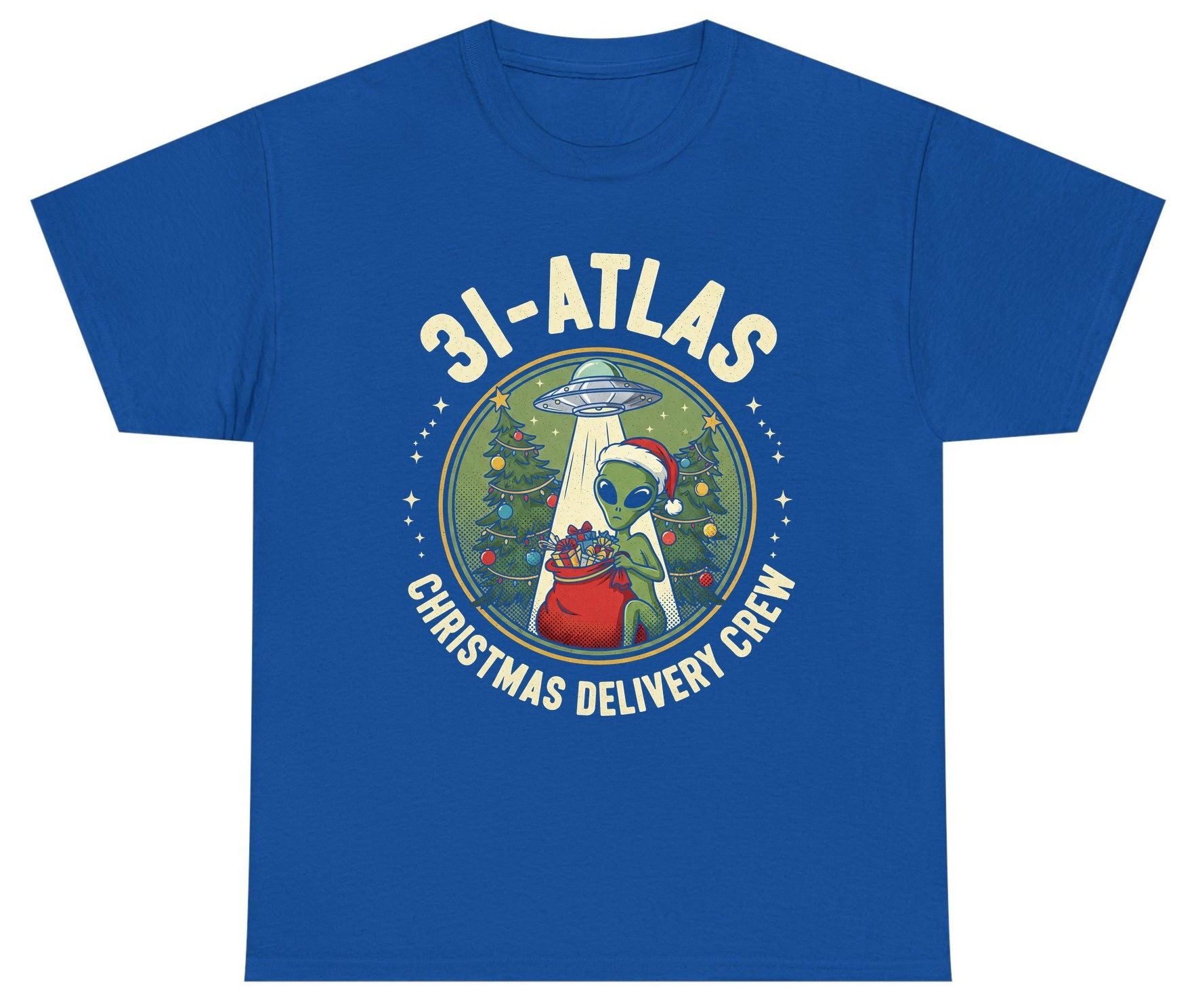 31-Atlas Christmas Delivery Crew alien Christmas Youth T-Shirt Royal product mockup
