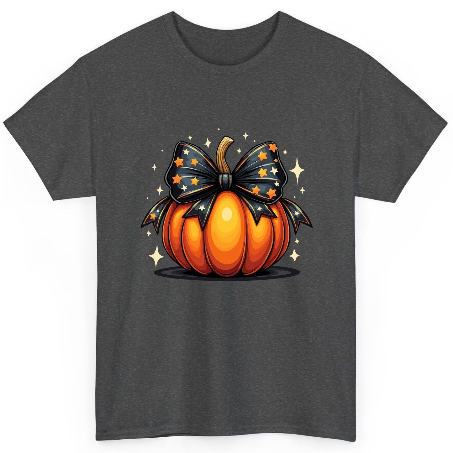 Starry Bow Pumpkin Halloween pumpkin T-Shirt Dark Heather product mockup