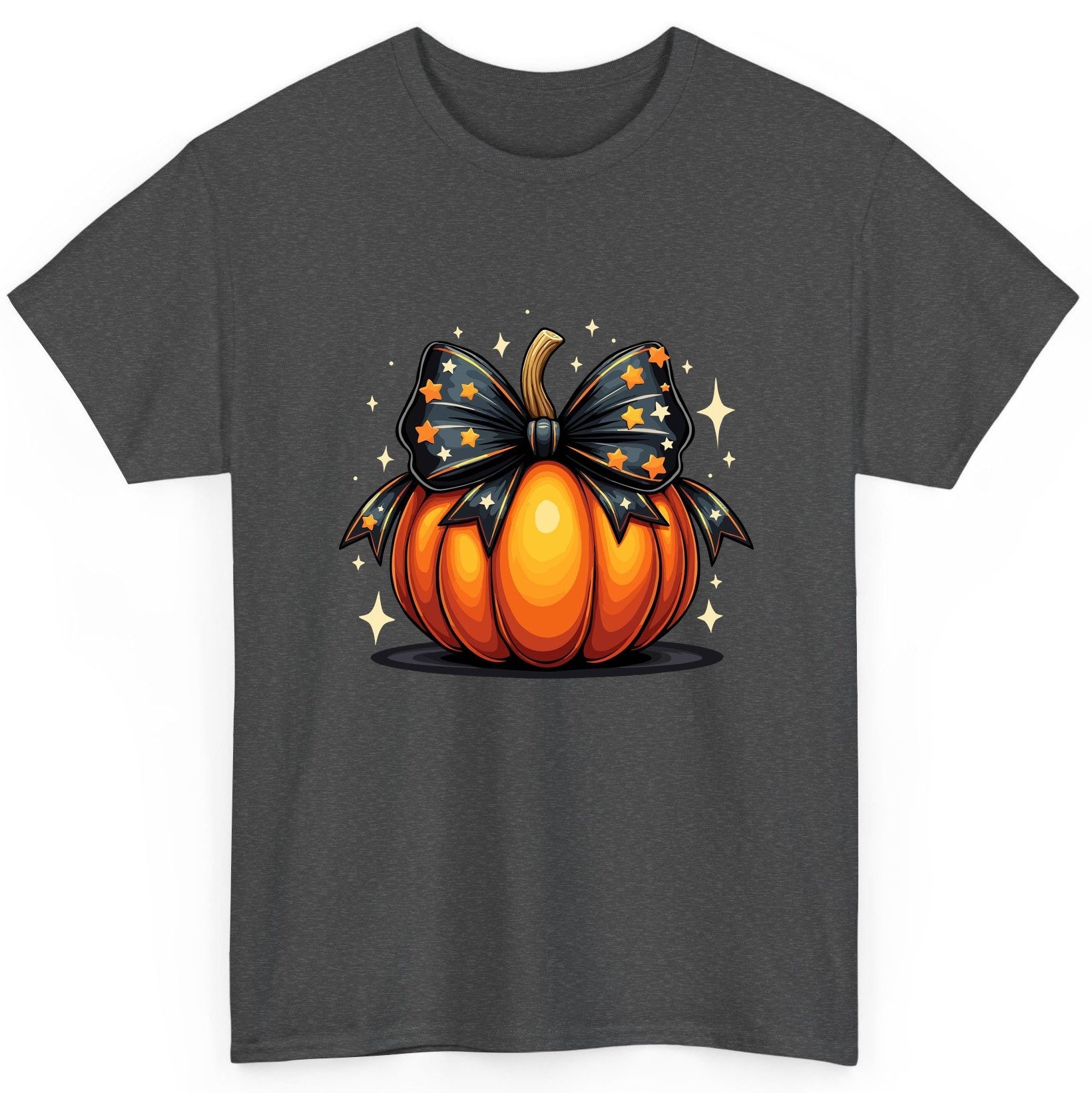 Starry Bow Pumpkin Halloween pumpkin T-Shirt Dark Heather product mockup
