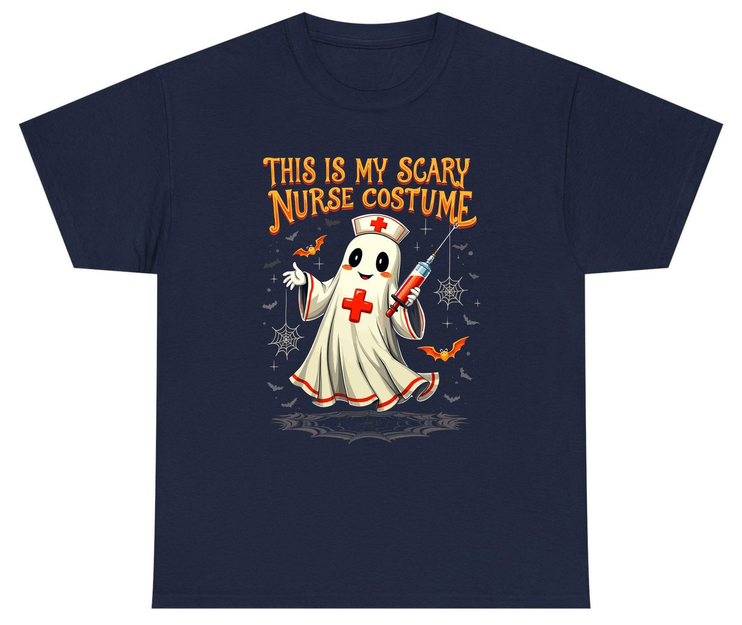 This Is My Scary Nurse Costume Halloween ghost nurse Youth T-Shirt Navy product mockup
