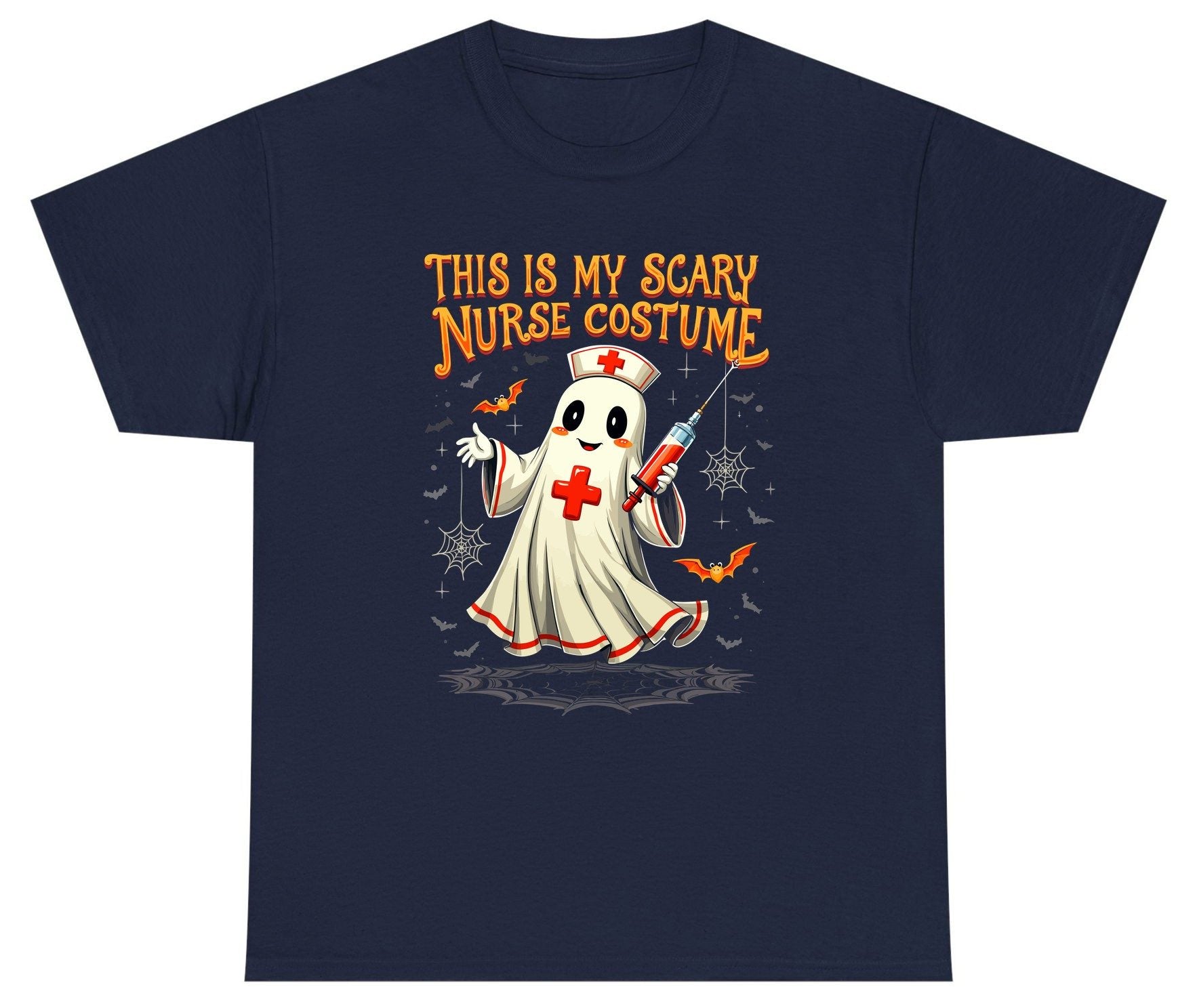 This Is My Scary Nurse Costume Halloween ghost nurse Youth T-Shirt Navy product mockup