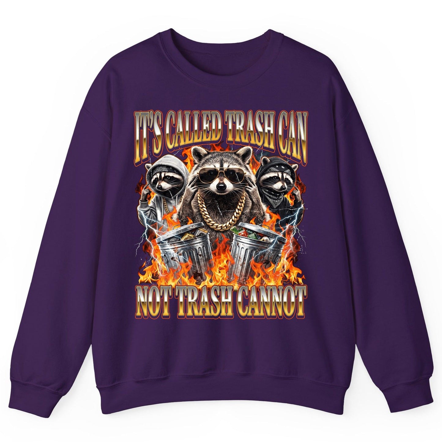 It's Called Trash Can Not Trash Cannot raccoon Sweatshirt Purple product mockup
