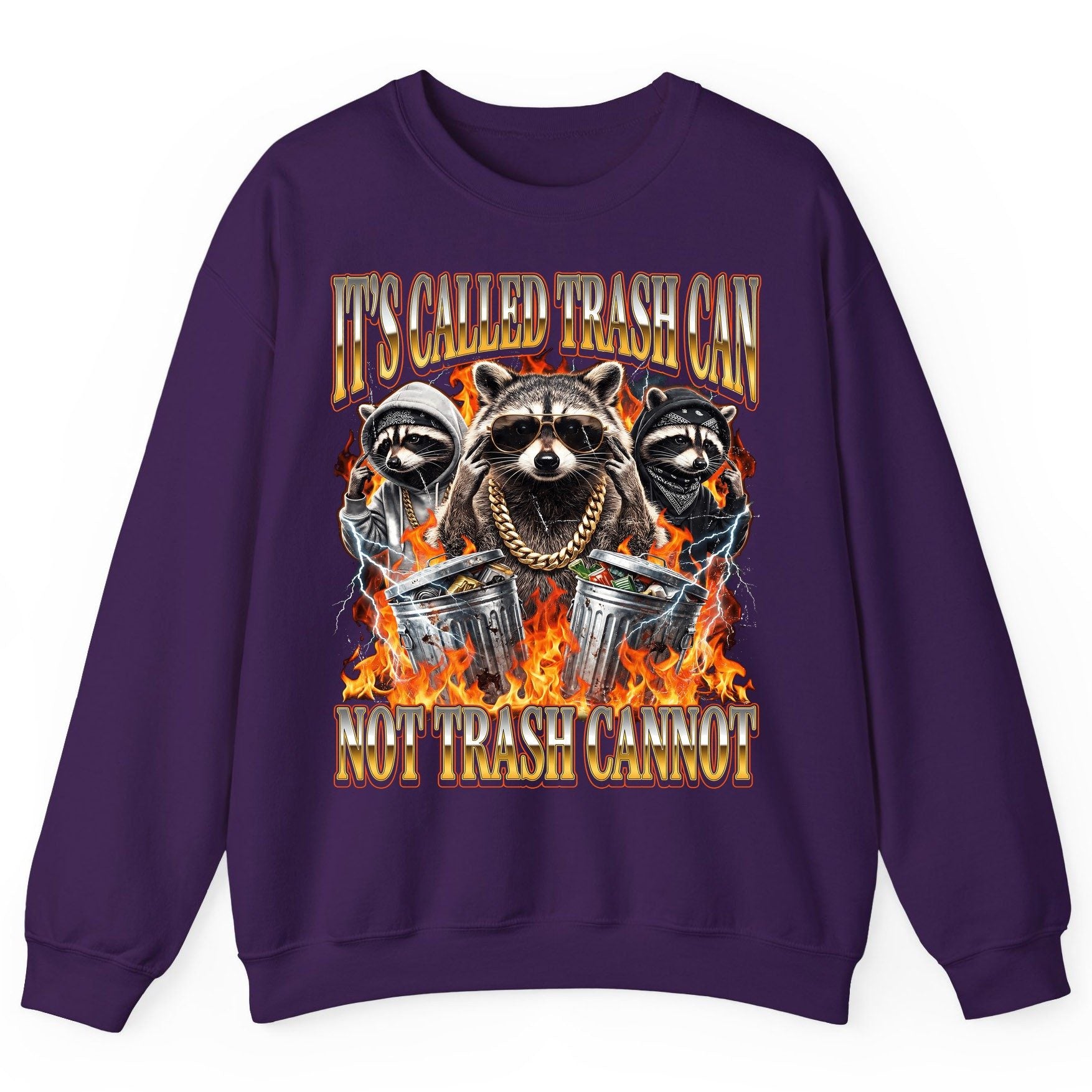 It's Called Trash Can Not Trash Cannot raccoon Sweatshirt Purple product mockup