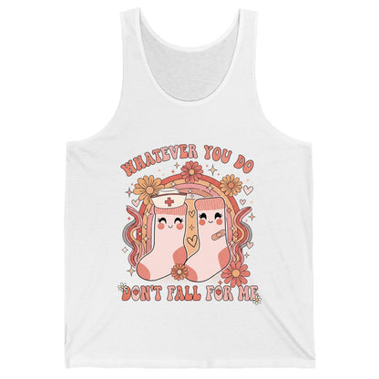 Whatever You Do Don't Fall for Me nurse Tank Top White product mockup