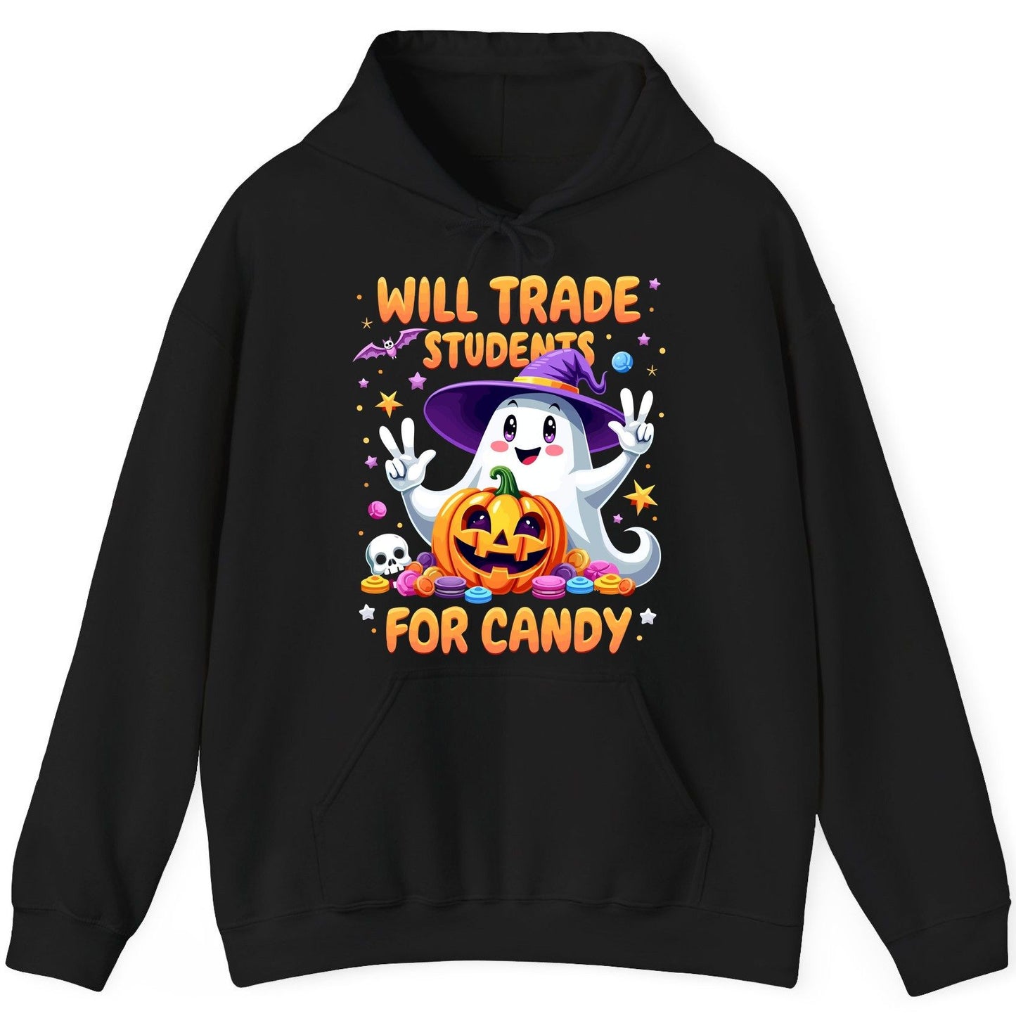 Will Trade Students for Candy teacher Halloween Hoodie Black product mockup