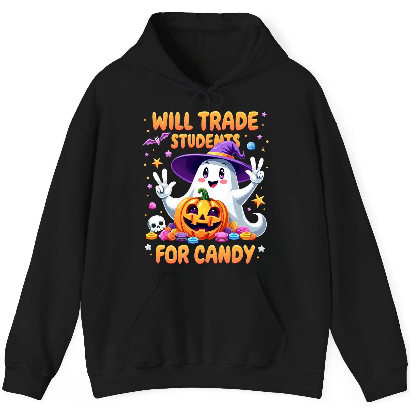 Will Trade Students for Candy teacher Halloween Hoodie Black product mockup