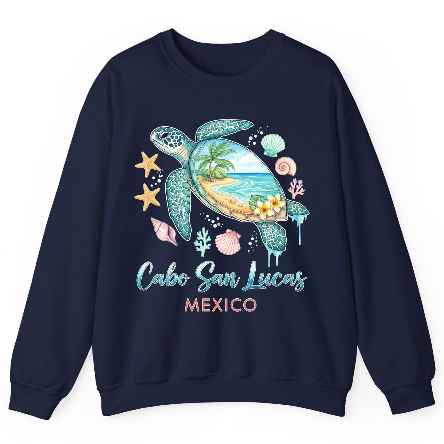 Cabo San Lucas Mexico sea turtle Sweatshirt Navy product mockup