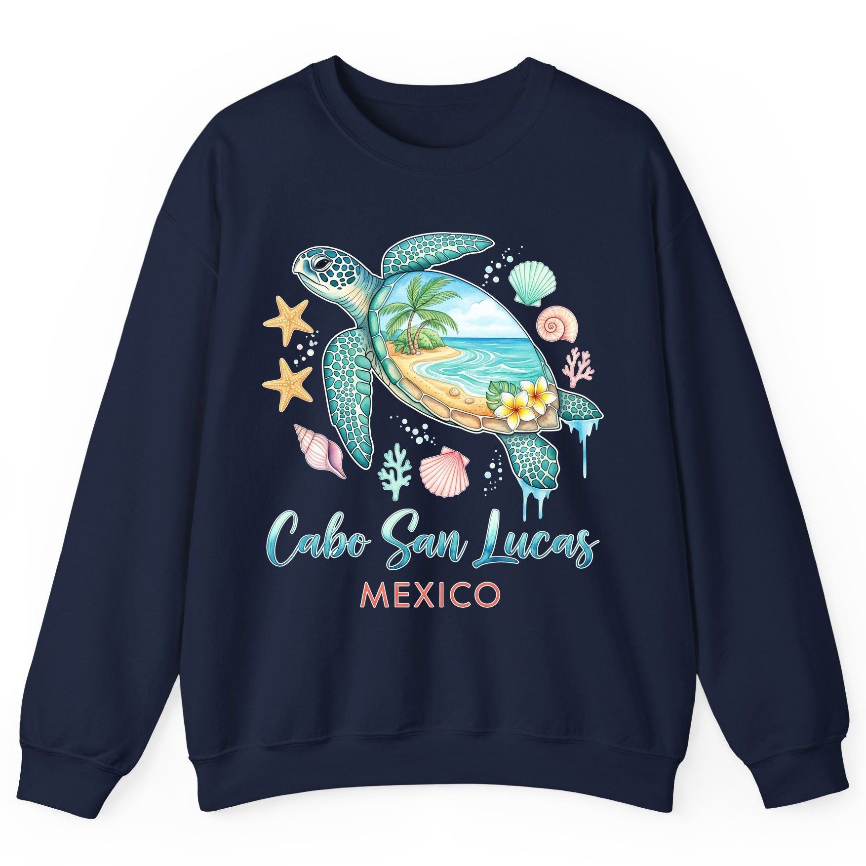 Cabo San Lucas Mexico sea turtle Sweatshirt Navy product mockup
