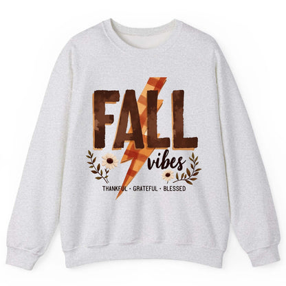 Fall Vibes Thankful Grateful Blessed autumn Sweatshirt Ash product mockup