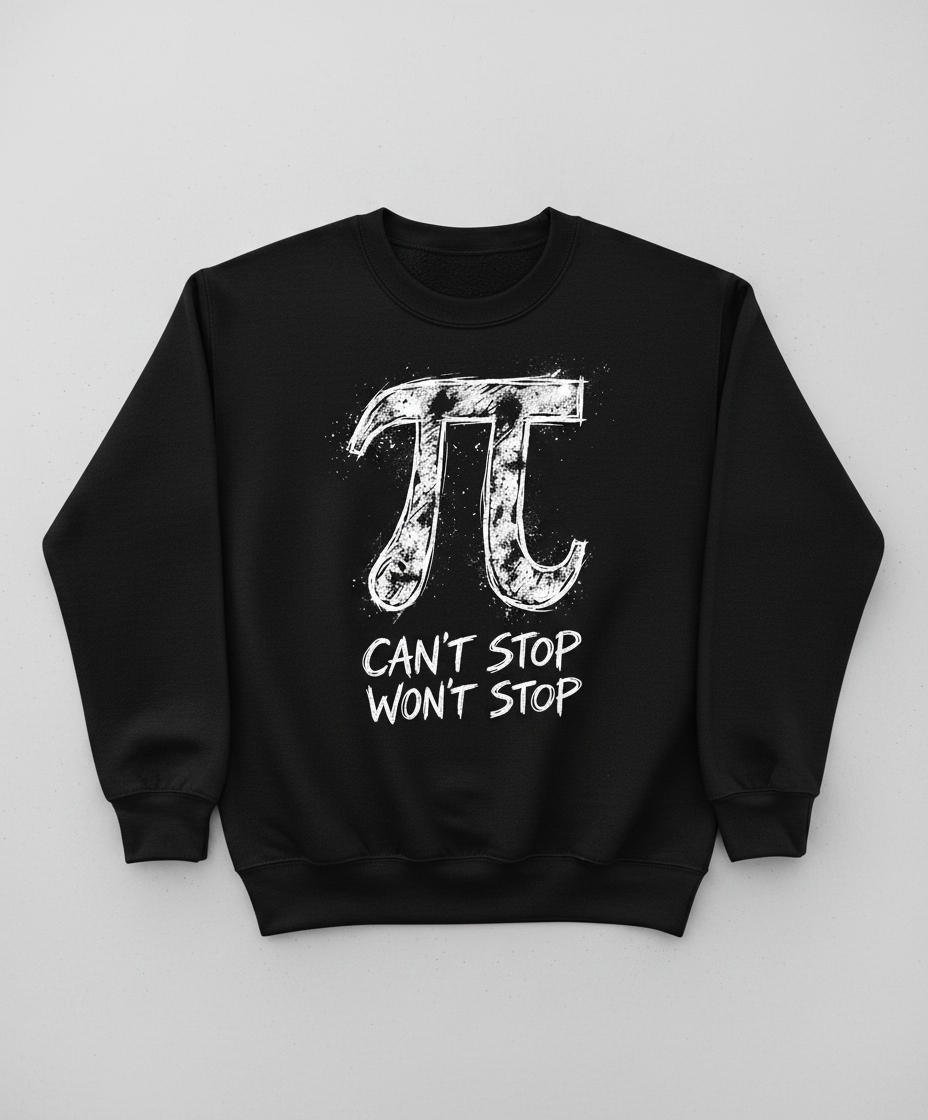 Pi Can't Stop Won't Stop Math Pun Sweatshirt - Black