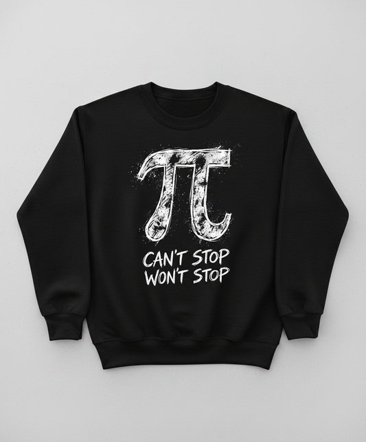 Pi Can't Stop Won't Stop Math Pun Sweatshirt - Black