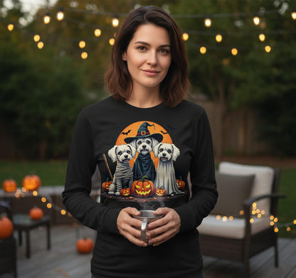 Halloween Dogs Costumes Halloween dogs Long Sleeve Tee Black lifestyle mockup