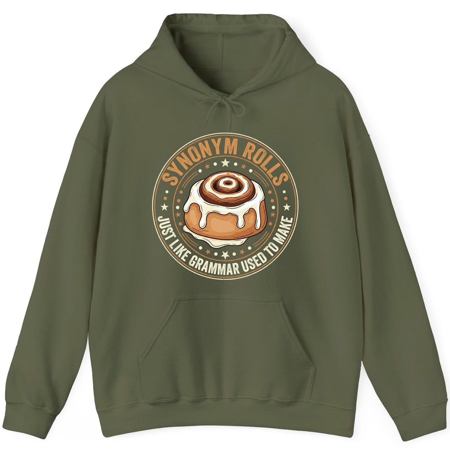 Synonym Rolls Just Like Grammar Used to Make grammar puns Hoodie Military Green product mockup