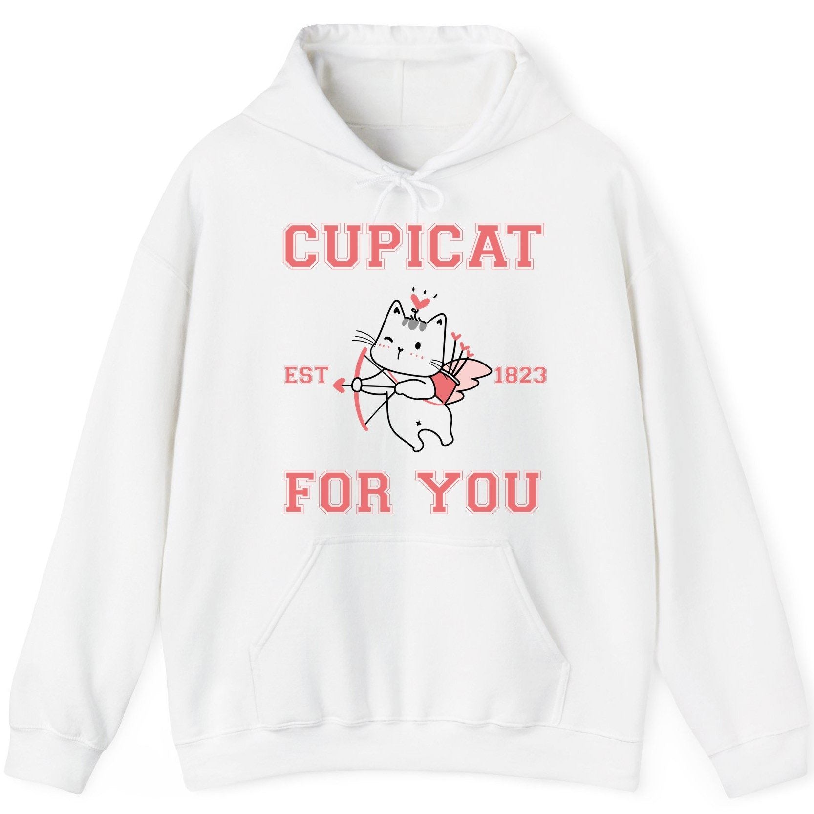 Cupicat Est 1823 for You cupid cat Hoodie White product mockup