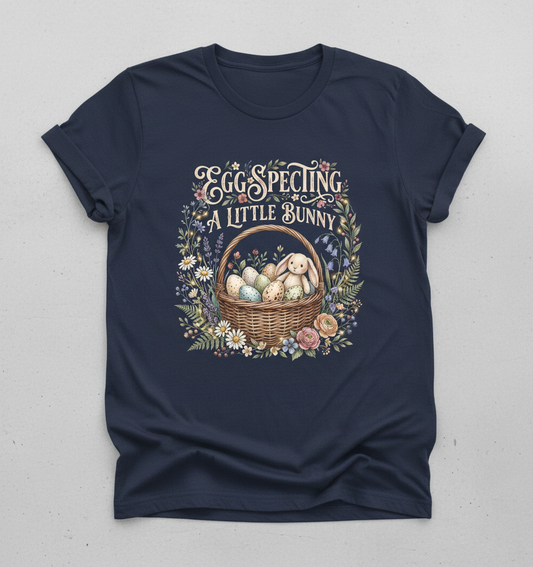 Egg-specting A Little Bunny Pregnancy Announcement T-Shirt - Navy