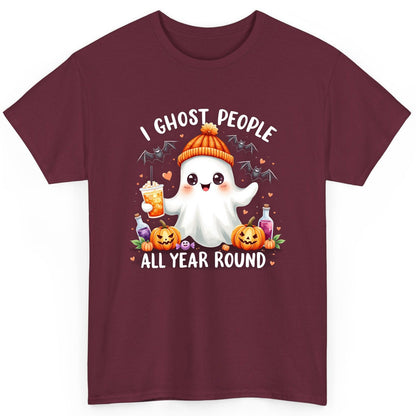 I Ghost People All Year Round cute ghost T-Shirt Maroon product mockup