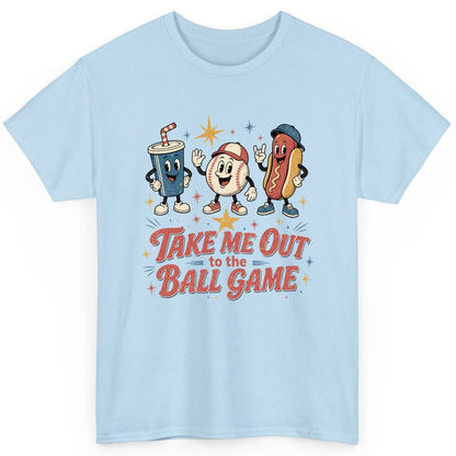Take Me Out to the Ball Game Retro Baseball T-Shirt - product mockup - Light Blue