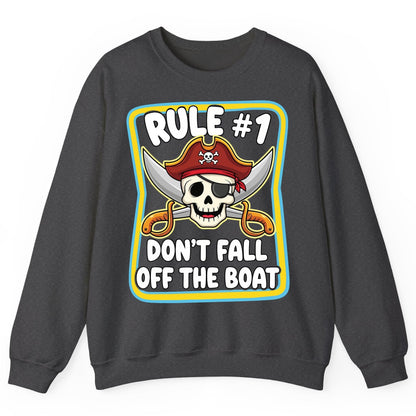 Rule 1 Don't Fall Off the Boat pirate Sweatshirt Dark Heather product mockup