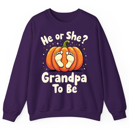 He or She Grandpa to Be gender reveal Sweatshirt Purple product mockup