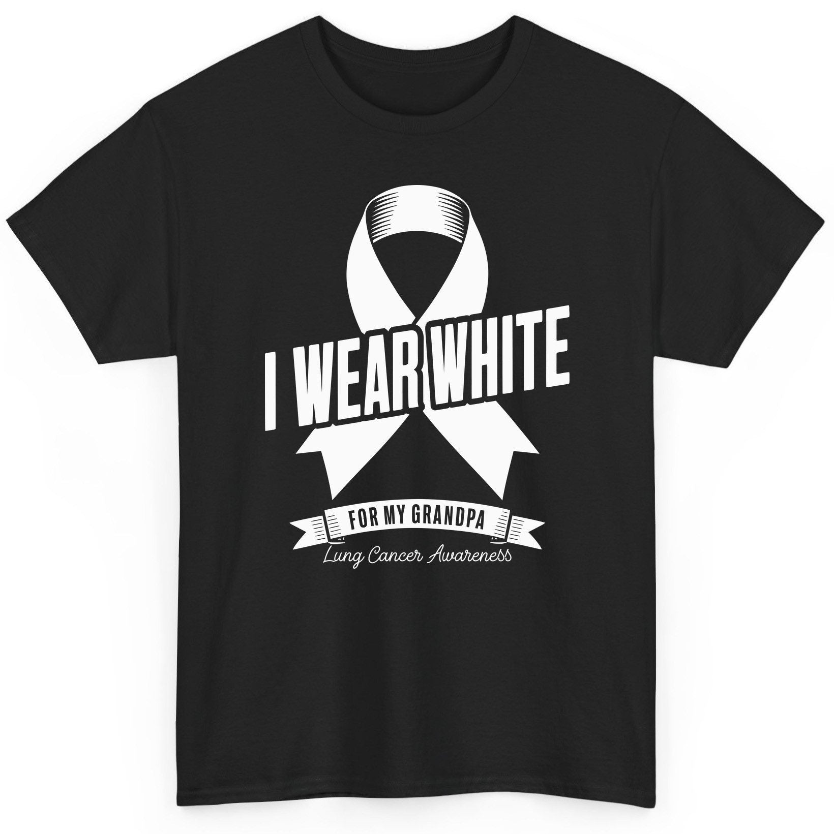 I Wear White for My Grandpa lung cancer awareness T-Shirt Black product mockup